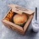 Burger box (mikrovlnitá lepenka) 2dílný kraft s potiskem 210 x 160 x 100 mm [100 ks]